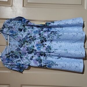 ONE WORLD Blue Lace Knit Top